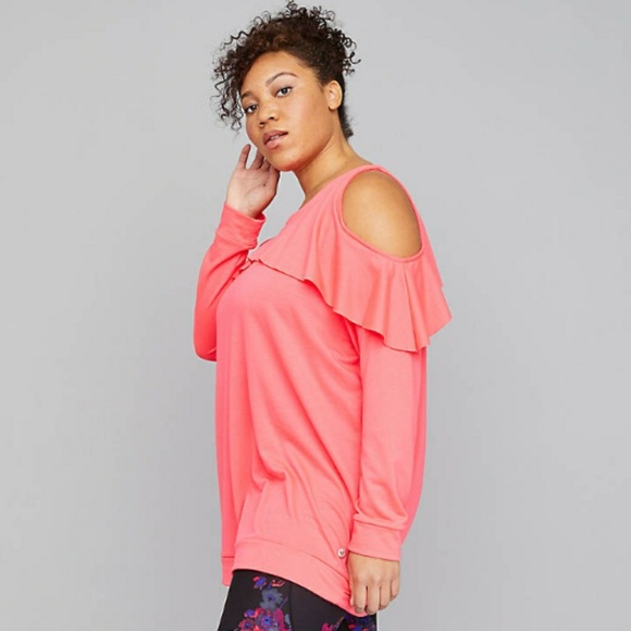 ⛔ SOLD⛔ LIVI Ruffled Cold-Shoulder Top - Picture 3 of 3